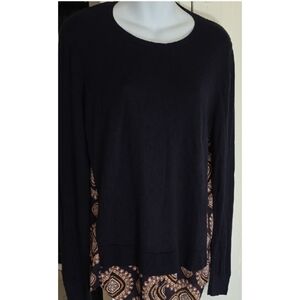 LOFT Black Sweater with Paisley Accents